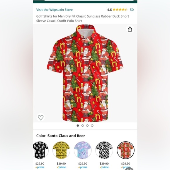 “UGLY” SANTA W/BEER POLO SHIRT. Santa Holding Glass Of Beer. Fun Shirt. USED 1X - Picture 4 of 7